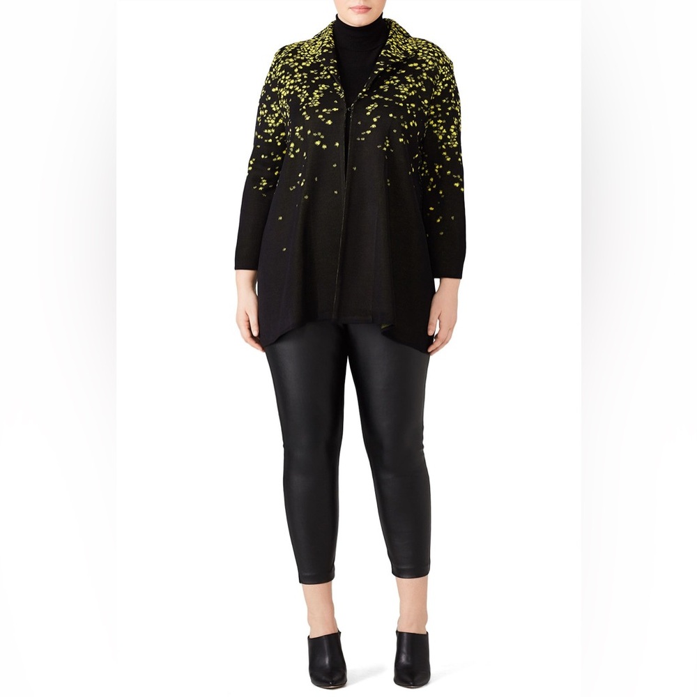 Misook Speckled Cardigan Sweater Jacket Black Size XL Art To Wear